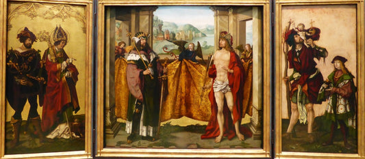 Sigismund Sebastian Altar: Helpers and Plague Saints, vintage artwork by Hans Burgkmair, A3 (16x12") Poster Print