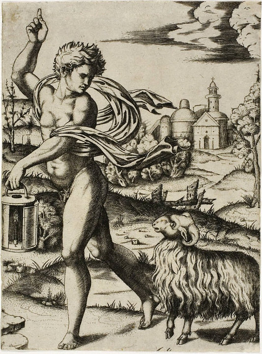Sign of the Ram by  Marcantonio Raimondi, 23x16"( A2 size) Poster Print