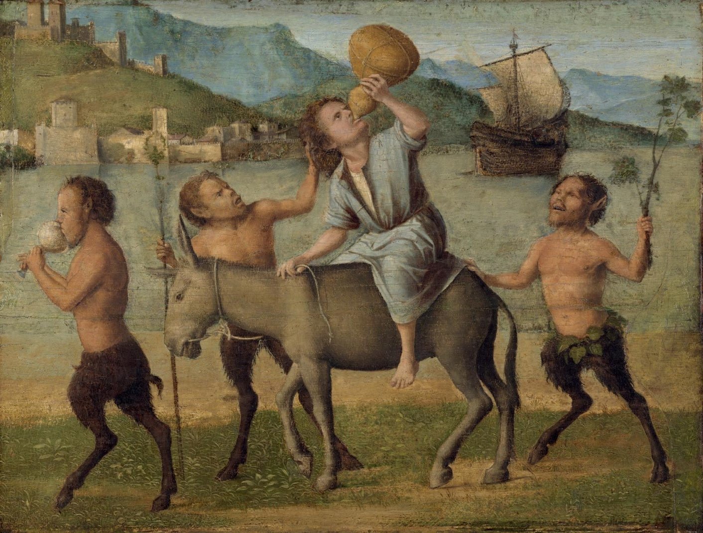 Silenus and the Satyrs (fragment), vintage artwork by Cima da Conegliano, A3 (16x12") Poster Print