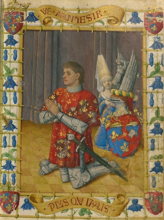 Simon de Varie Kneeling in Prayer, vintage artwork by Jean Fouquet, A3 (16x12") Poster Print
