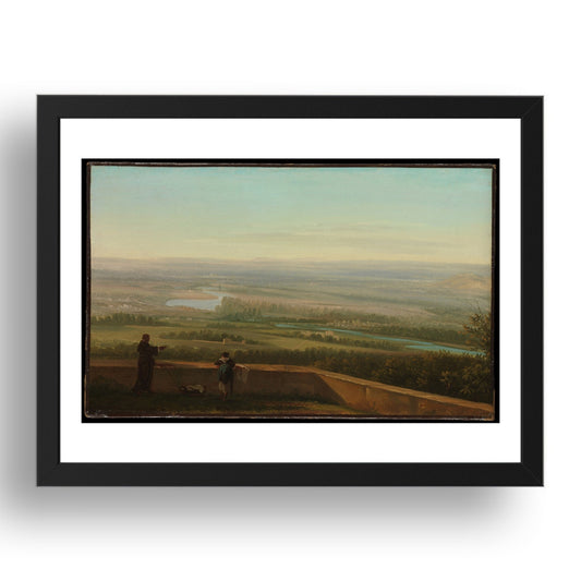 Simon Denis: View from the Villa d'Este, Tivoli (c1786), vintage artwork, A3 Size Reproduction Poster Print in 17x13" Black Frame