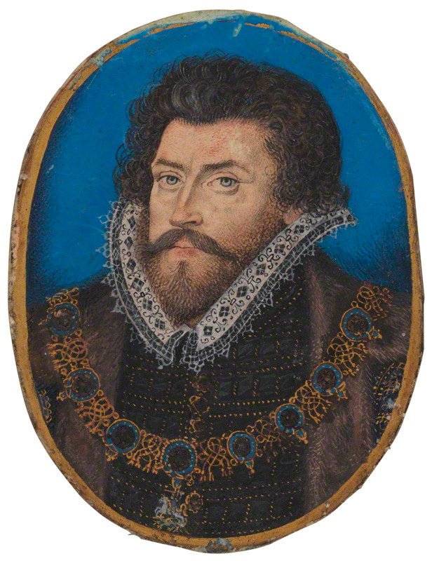 Sir Christopher Hatton, Lord Chancellor, vintage artwork by Nicholas H ...