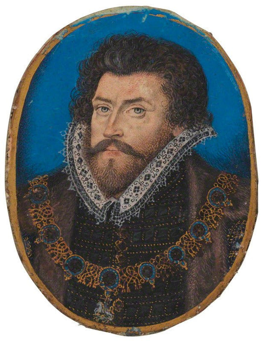 Sir Christopher Hatton, Lord Chancellor, vintage artwork by Nicholas Hilliard, A3 (16x12") Poster Print