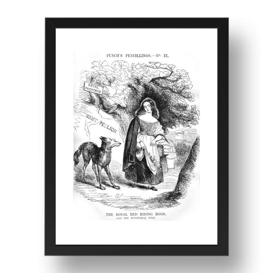 Sir Robert Peel Queen Victoria Red Riding Hood Victorian Poster 1841 A4, vintage historic poster in 17x13"(A3) Frame