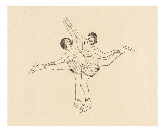 Skaters 1926 by Eric Gill, vintage artwork, modern poster print