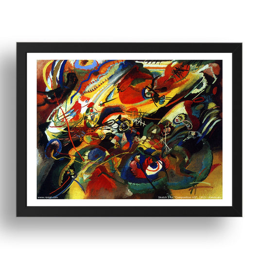 Sketch for compo 7 1913 by Wassily Kandinsky, 17x13" Frame