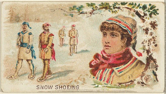 :Snowshoeing from the Games and Sports series for Old Judge Cigarettes 1889, vintage artwork, 16x12"(A3) Poster Print