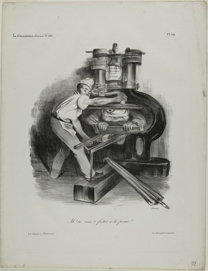 So, you want to meddle with the press!, plate 319 by  Honore Victorin Daumier,23x16"( A2 size ) Poster Print