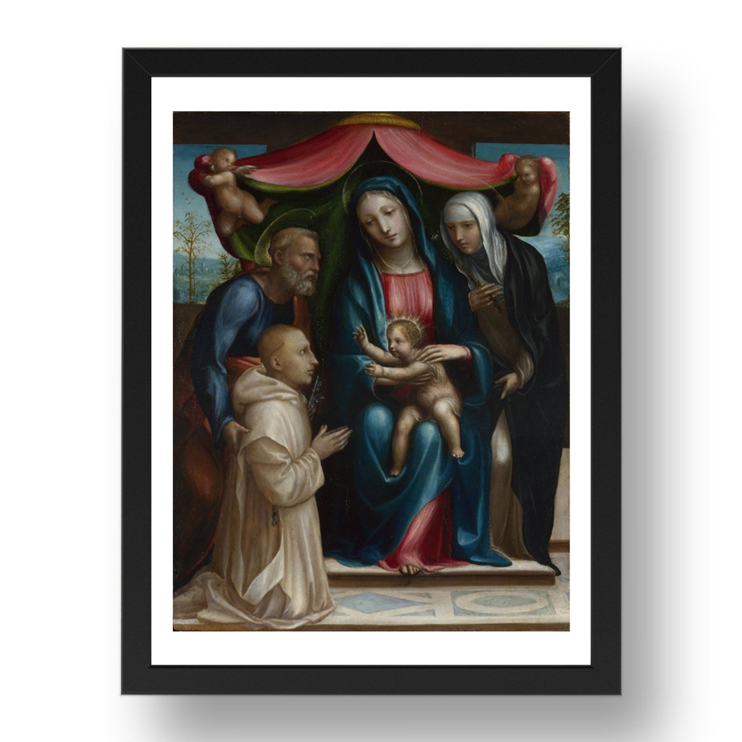 Sodoma: The Madonna and Child with Saints and a Donor, Poster in 17x13"(A3) Frame