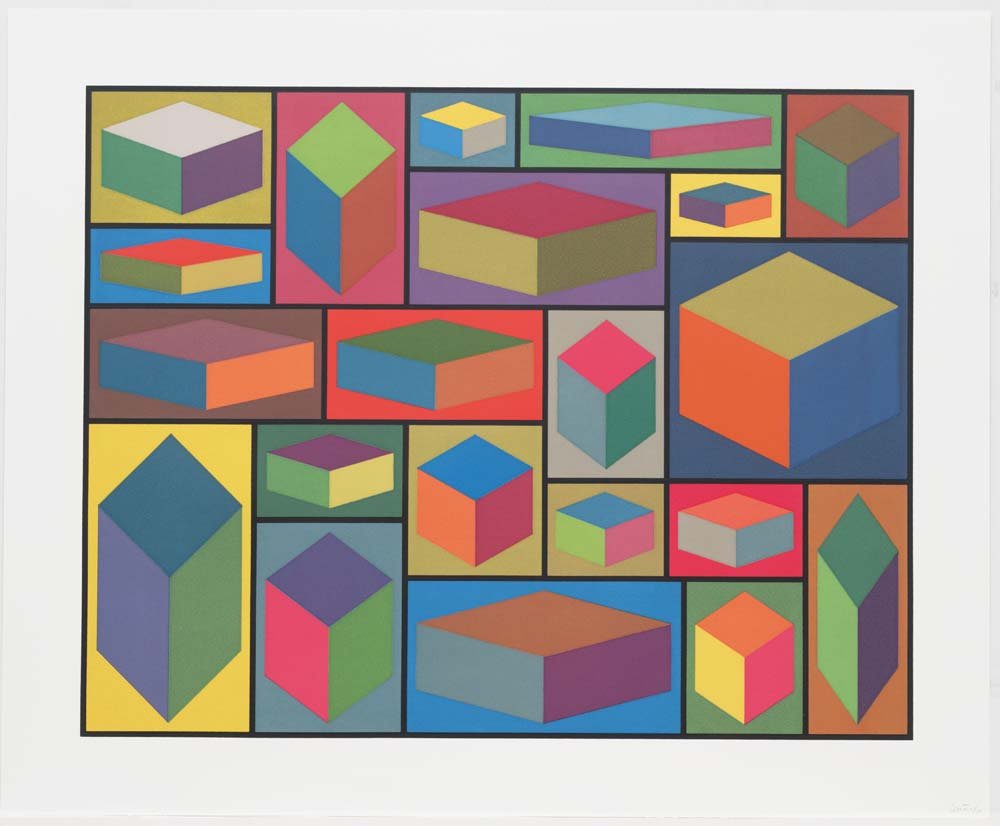 Sol LeWitt - Distorted Cubes  (2), vintage art, A3 (16x12")  Poster Print 