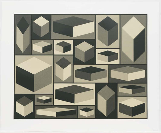 Sol LeWitt - Distorted Cubes , vintage art, A3 (16x12")  Poster Print 