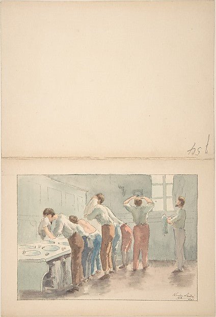 Soldiers Washing 1916-Louise-Amelie Landré , vintage art, A3 (16x12") Poster Print