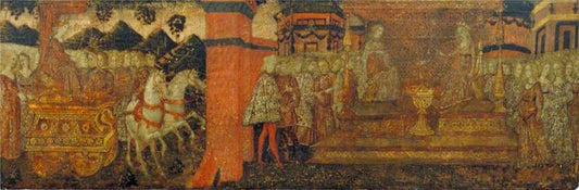 Solomon and the Queen of Sheba (cassone, front panel), vintage artwork by Workshop of Francesco di Giorgio Martini, A3 (16x12") Poster Print