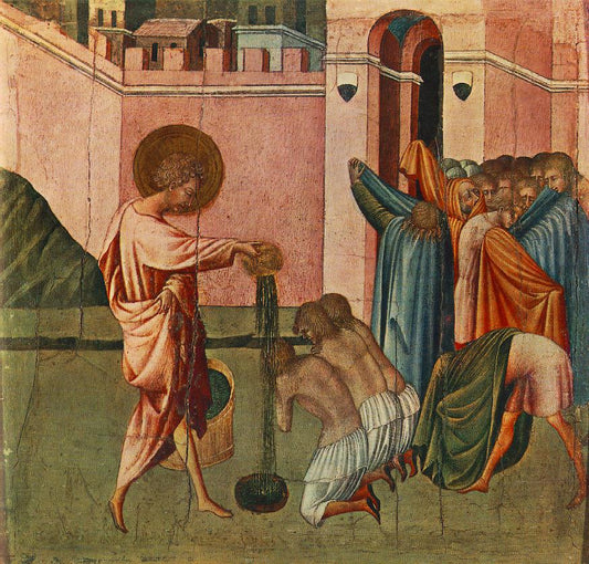 St Ansanus Baptizing, vintage artwork by Giovanni di Paolo, A3 (16x12") Poster Print
