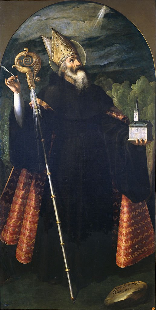 St. Augustin, vintage artwork by Juan Pantoja de la Cruz, A3 (16x12") Poster Print
