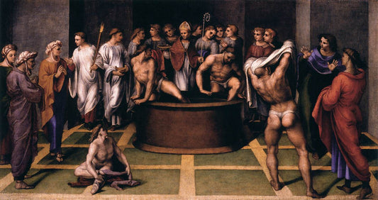 St Augustine Baptizes the Cathechumens, vintage artwork by Girolamo Genga, A3 (16x12") Poster Print