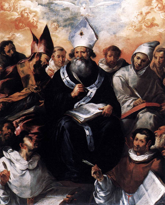 St Basil Dictating His Doctrine, vintage artwork by Francisco de Herrera the Elder, A3 (16x12") Poster Print