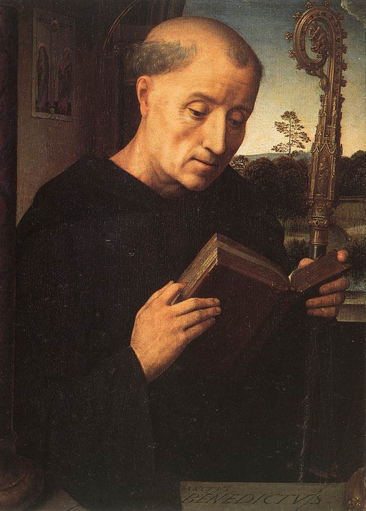St. Benedict, vintage artwork by Hans Memling, A3 (16x12") Poster Print