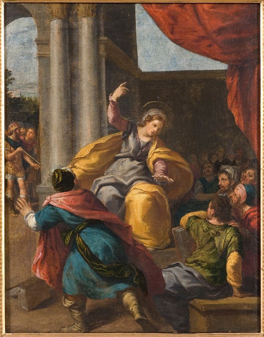 St Catherine among the Philosophers, vintage artwork by Ippolito Scarsella, 12x8" (A4) Poster