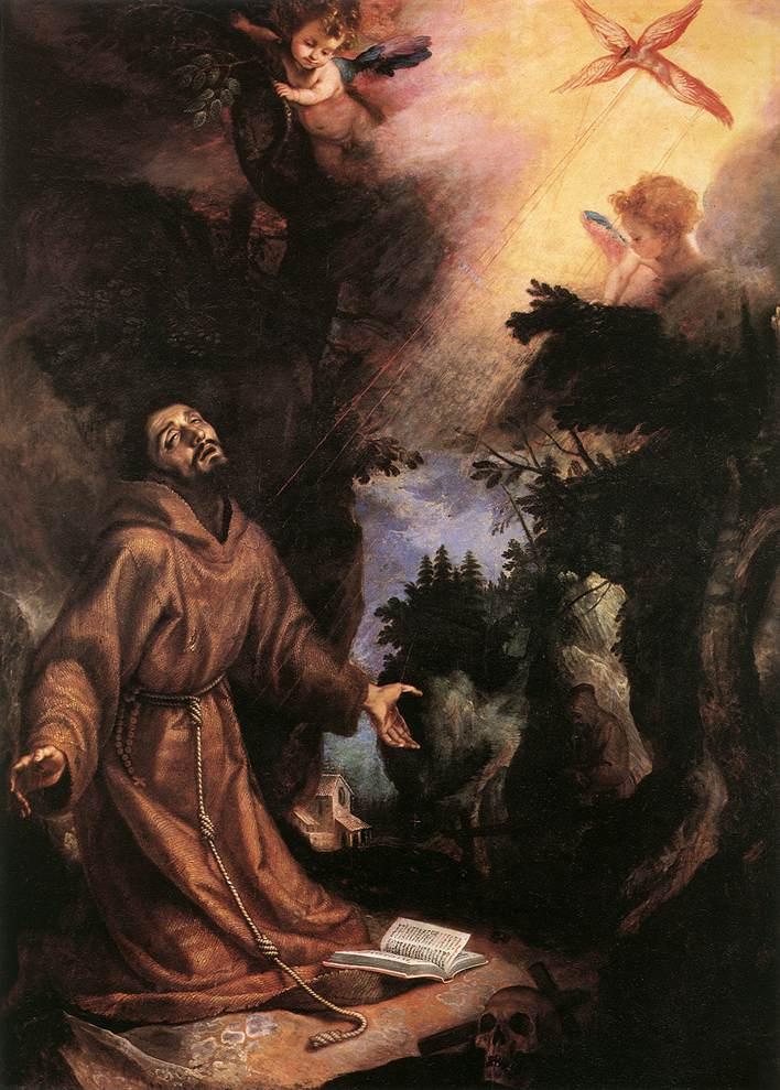 St Francis Receives the Stigmata, vintage artwork by Lodovico Cardi, A3 (16x12") Poster Print