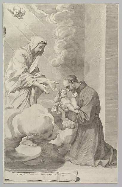 St. Gaëtan  Founder of the Theatines-Claude Mellan , vintage art, A3 (16x12") Poster Print