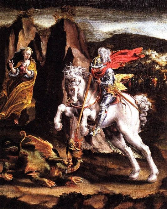 St-George and the Dragon, vintage artwork by Lelio Orsi, A3 (16x12") Poster Print