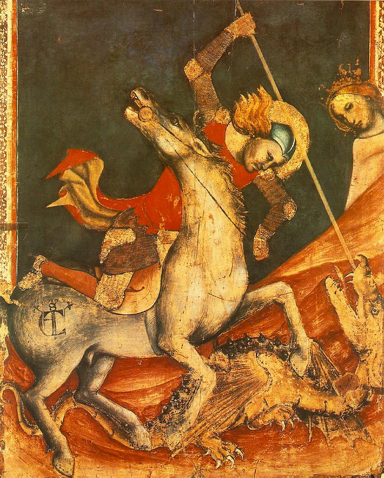 St George 's Battle with the Dragon (detail), vintage artwork by Vitale da Bologna, A3 (16x12") Poster Print