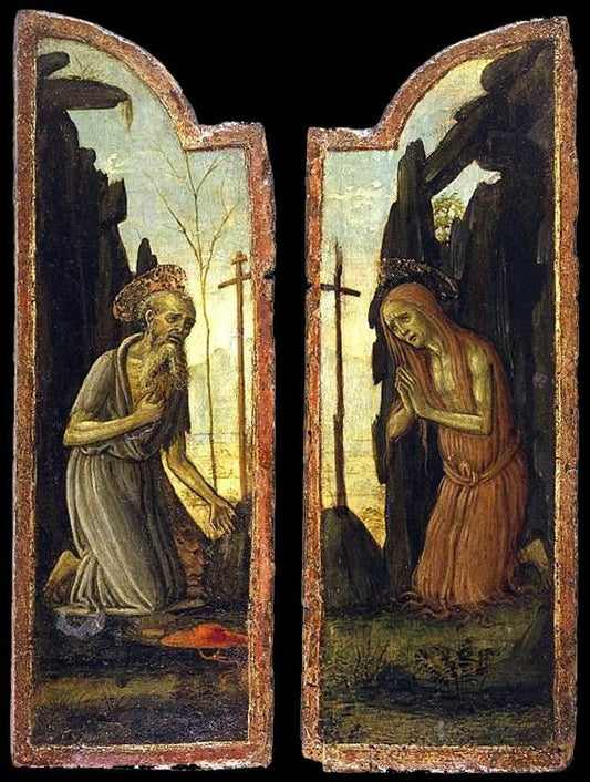 St Jerome and St Mary of Egypt, vintage artwork by Jacopo del Sellaio, A3 (16x12") Poster Print
