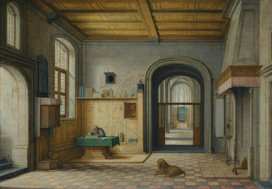 St Jerome in his Study, vintage artwork by Hendrick van Steenwijck the Younger, 12x8" (A4) Poster