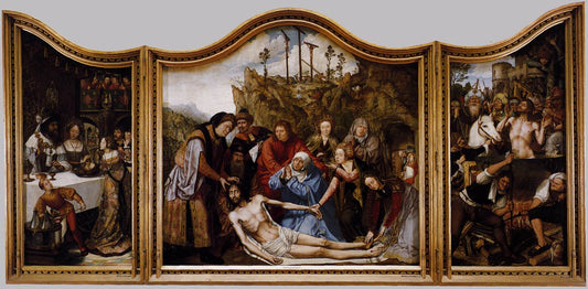 St John Altarpiece, vintage artwork by Quentin Massys, A3 (16x12") Poster Print