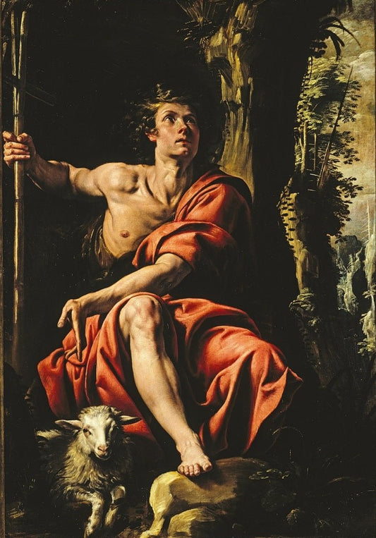St. John the Baptist in the Desert, vintage artwork by Tanzio da Varallo, 12x8" (A4) Poster