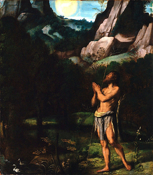 St. John the Baptist in the Wilderness, vintage artwork by Moretto da Brescia, A3 (16x12") Poster Print