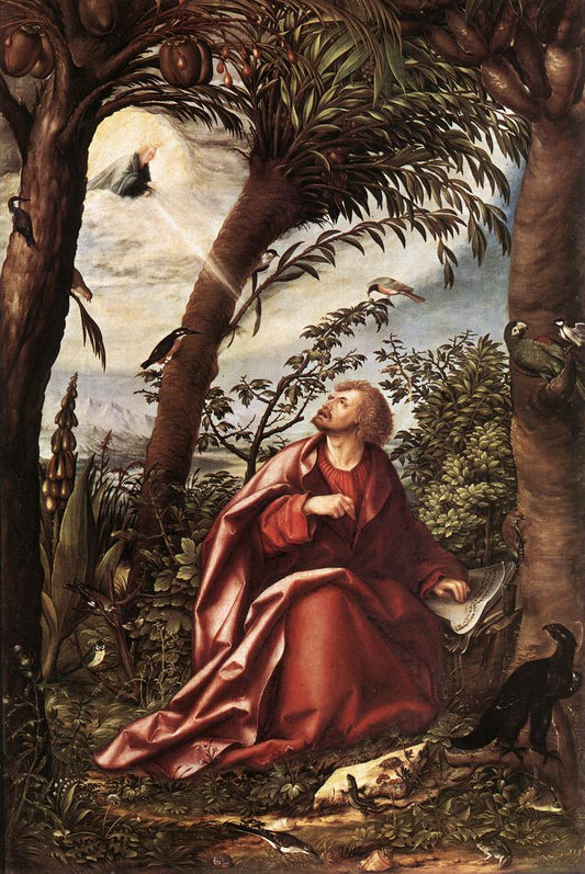 St John the Evangelist in Patmos, vintage artwork by Hans Burgkmair, A3 (16x12") Poster Print