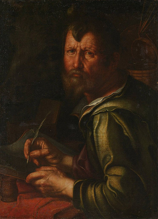 St. Luke, vintage artwork by Joachim Wtewael, 12x8" (A4) Poster