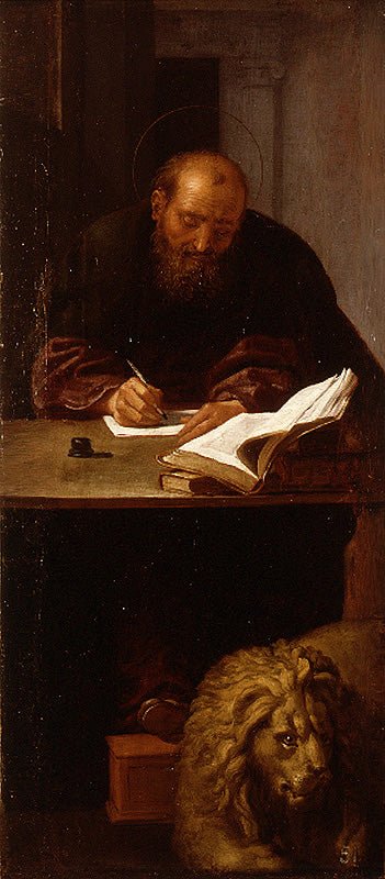 St. Mark, vintage artwork by Francisco Ribalta, 12x8" (A4) Poster