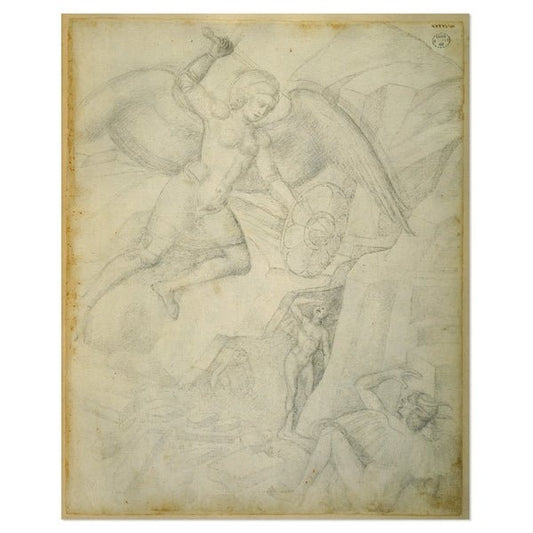 St Michael Defeating Satan, vintage artwork by Jacopo Bellini, A3 (16x12") Poster Print