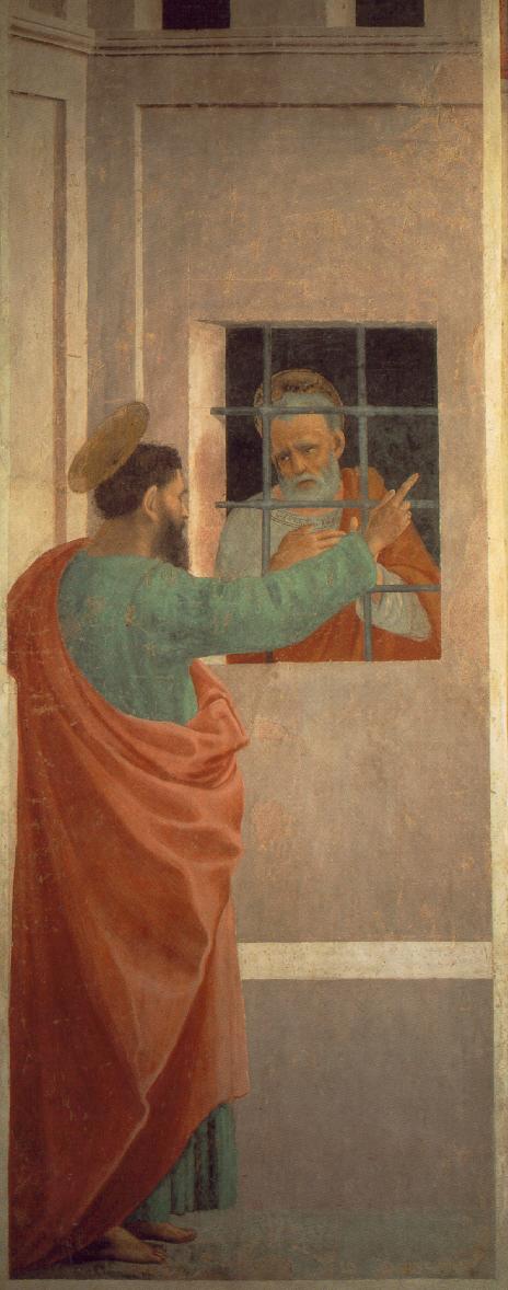 St Paul Visits St Peter in Prison (Brancacci Chapel), vintage artwork by Filippino Lippi, A3 (16x12") Poster Print