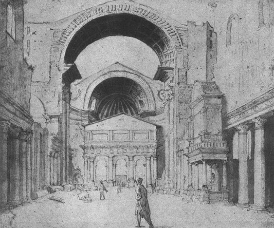 St Peter's Basilica seen from east, vintage artwork by Maerten van Heemskerck, A3 (16x12") Poster Print