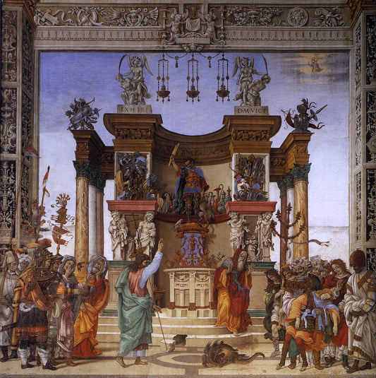 St Philip Driving the Dragon from the Temple of Hieropolis (Cappella Filippo Strozzi), vintage artwork by Filippino Lippi, A3 (16x12") Poster Print