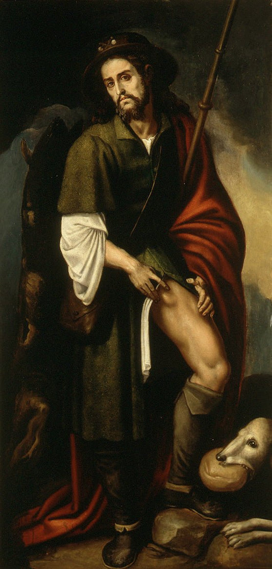 St. Roch, vintage artwork by Francisco Ribalta, 12x8" (A4) Poster