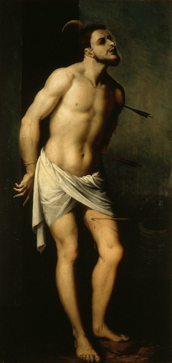 St. Sebastian, vintage artwork by Francisco Ribalta, 12x8" (A4) Poster