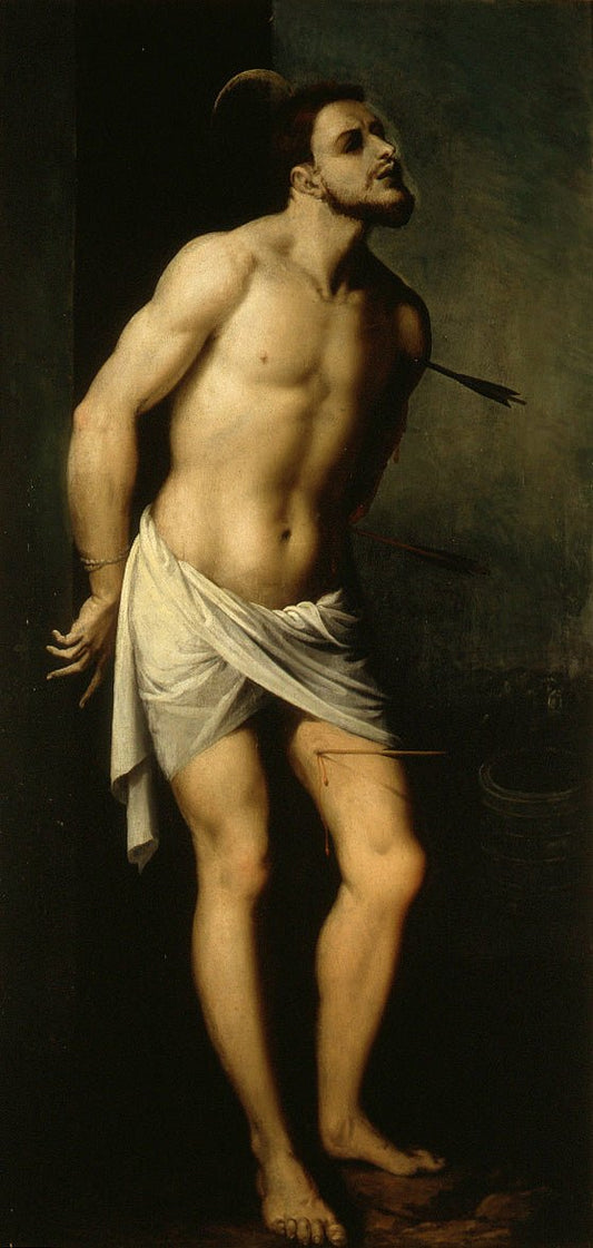 St. Sebastian, vintage artwork by Francisco Ribalta, 12x8" (A4) Poster