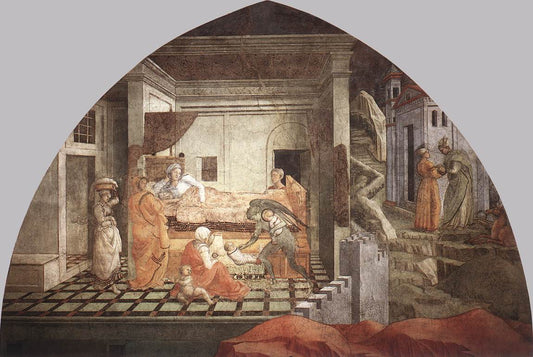 St Stephen is Born and Replaced by  Another Child, vintage artwork by Fra Filippo Lippi, A3 (16x12") Poster Print