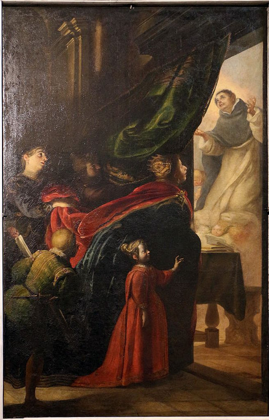 St. Vincent Healing the Possessed, vintage artwork by Giovanni Andrea Ansaldo, 12x8" (A4) Poster