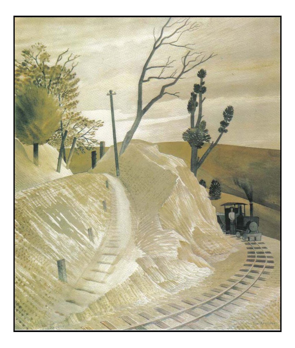 Steam Train Rounding a Bend by Eric Ravilious, vintage art, A3 (16x12") Poster Print