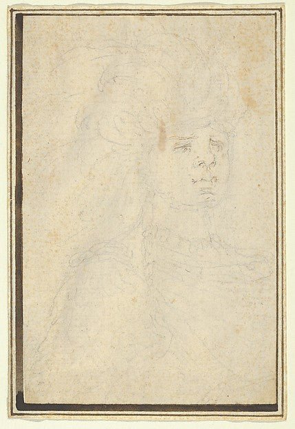 Stefano della Bella:Head from the Kinnaird Sketchbook 17th century, vintage artwork, 16x12"(A3) Poster Print