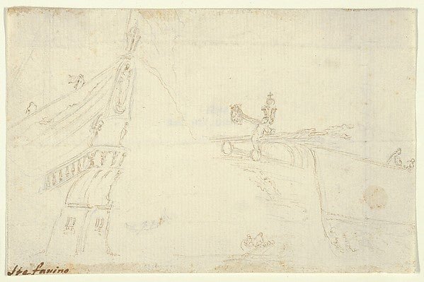 Stefano della Bella:Studies of Boats 17th century, vintage artwork, 16x12"(A3) Poster Print