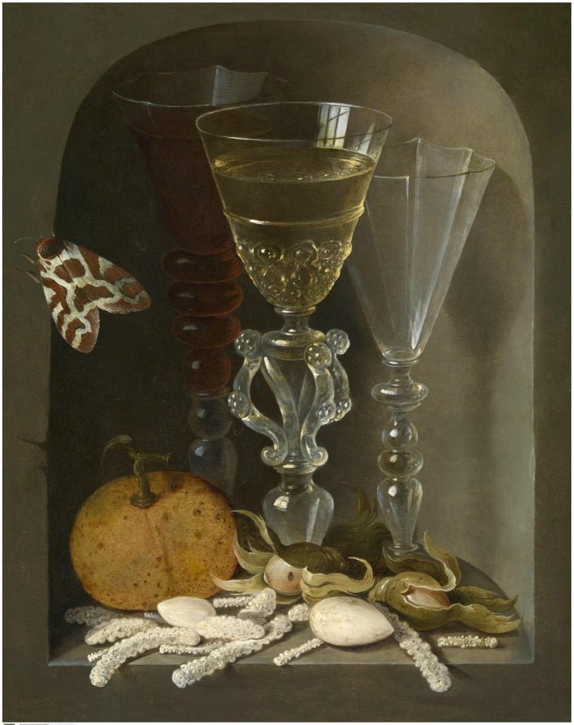 Stil life with three wine glasses in a niche, vintage artwork by Osias Beert, A3 (16x12") Poster Print