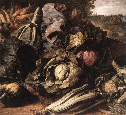 Still Life:  Vegetables, vintage artwork by Frans Snyders, 12x8" (A4) Poster