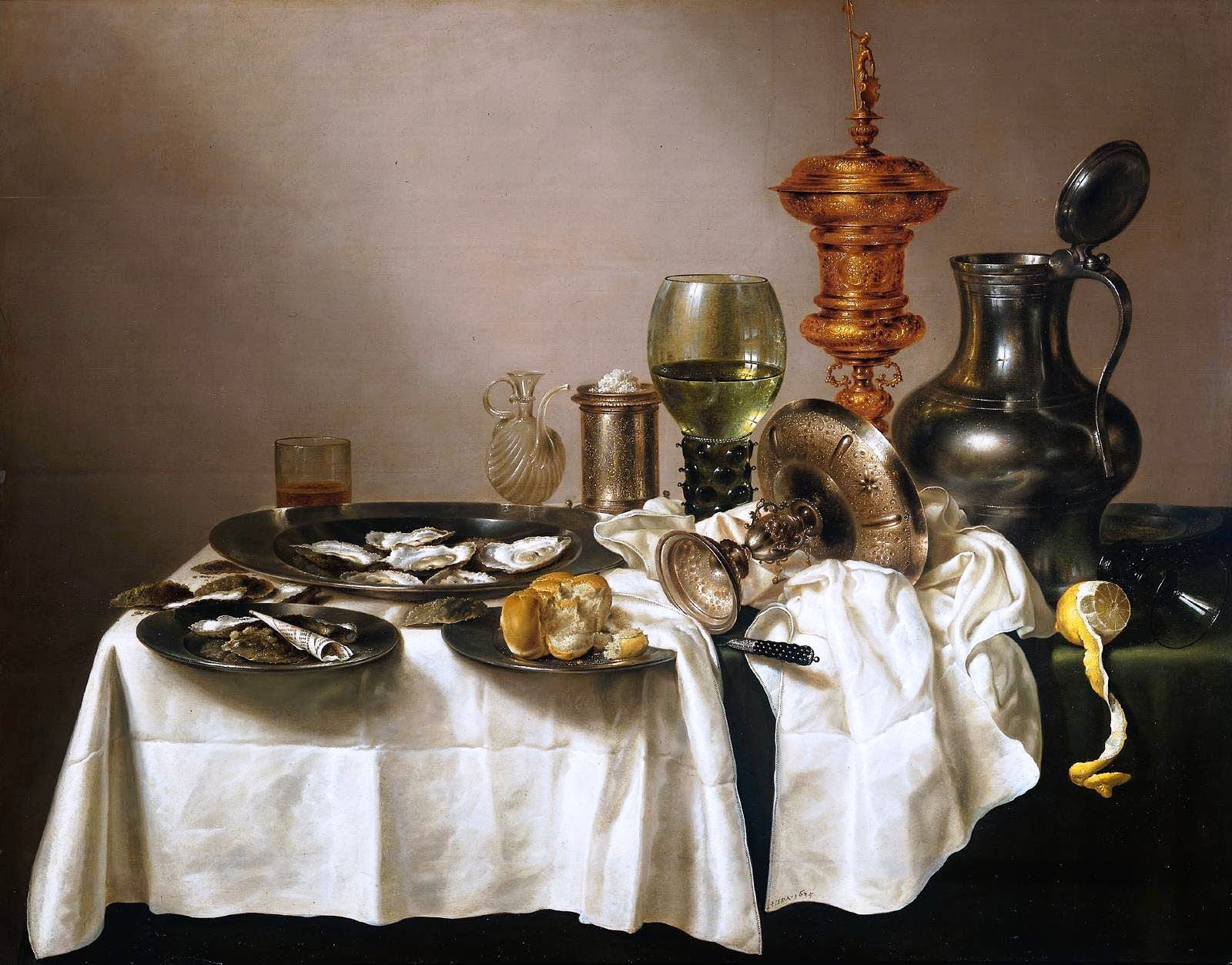 Still life with a Cup, vintage artwork by Willem Claesz. Heda, 12x8" (A4) Poster